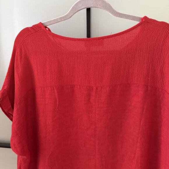 SAIPH LAB Blouse Top Shirt Boho Linen Poppy Red Plus Size 2X Lagenlook Peasant - Picture 6 of 12